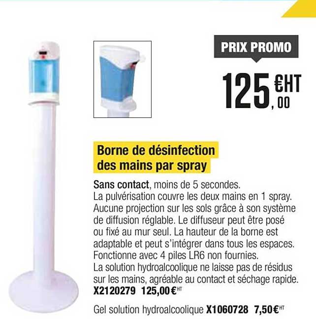 borne de désinfection des mains par spray