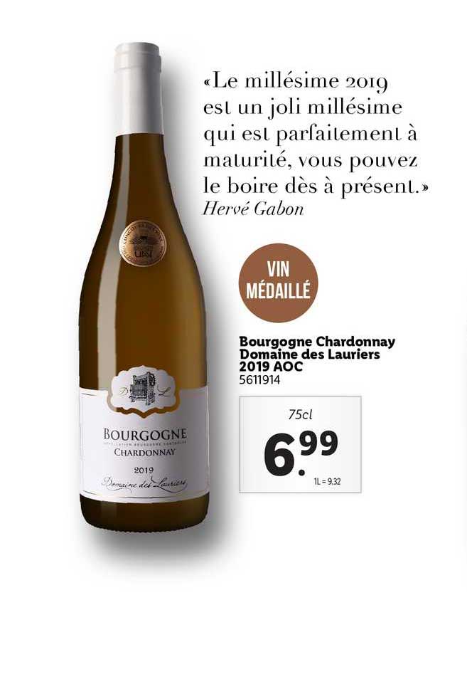 bourgogne chardonnay domaine des lauriers 2019 aoc