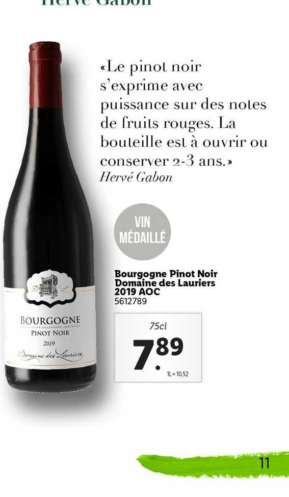 bourgogne pinot noir domaine des lauriers 2019 aoc