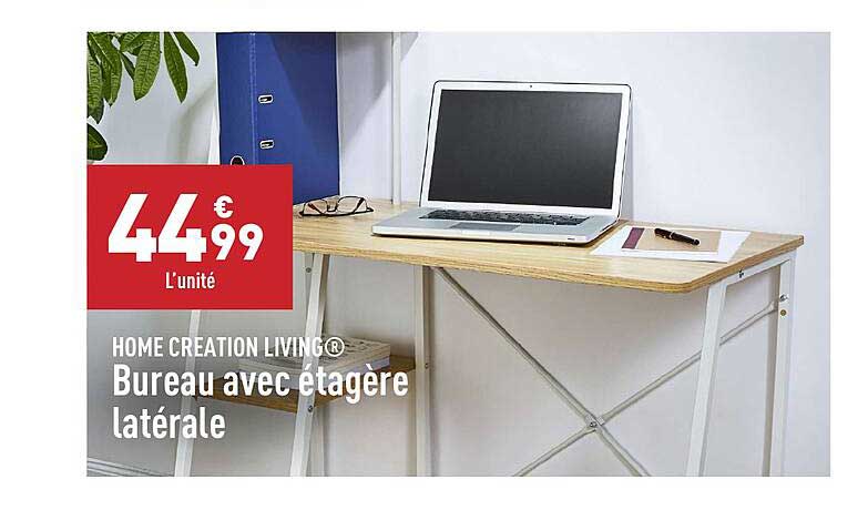 bureau avec étagère latérale home creation living