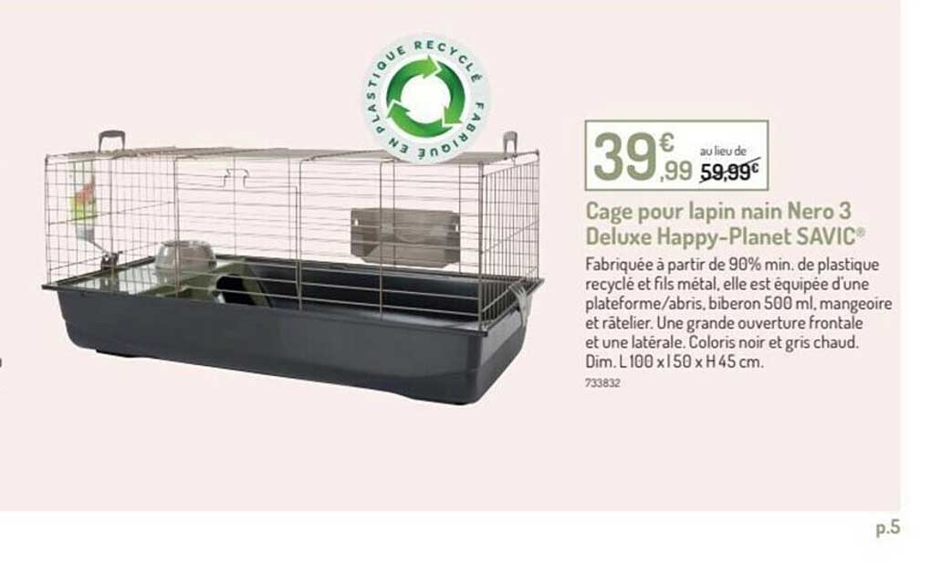 cage pour lapin nain nero 3 deluxe happy-planet savic