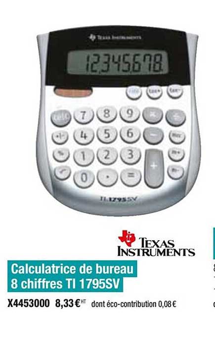 Calculatrice De Bureau 8 Chiffres Ti 1795sv Texas Instruments