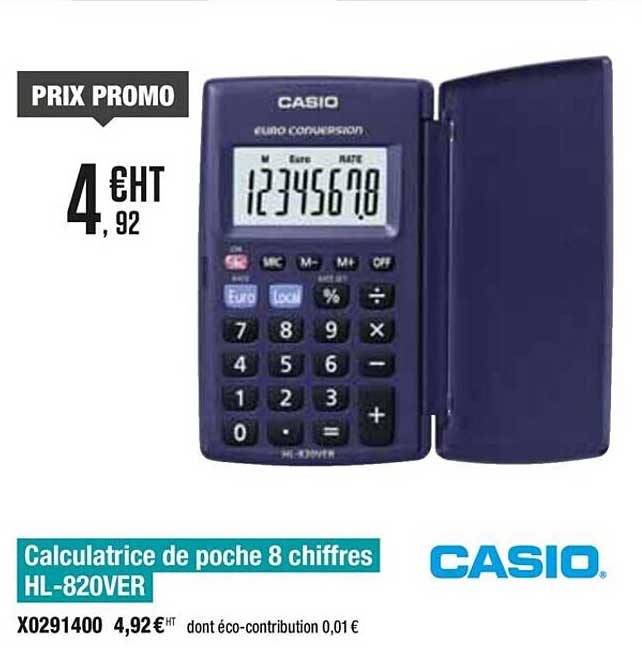 Calculatrice De Poche 8 Chiffres Hl-82over Casio
