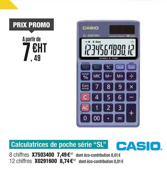 calculatrices de poche série "sl" casio