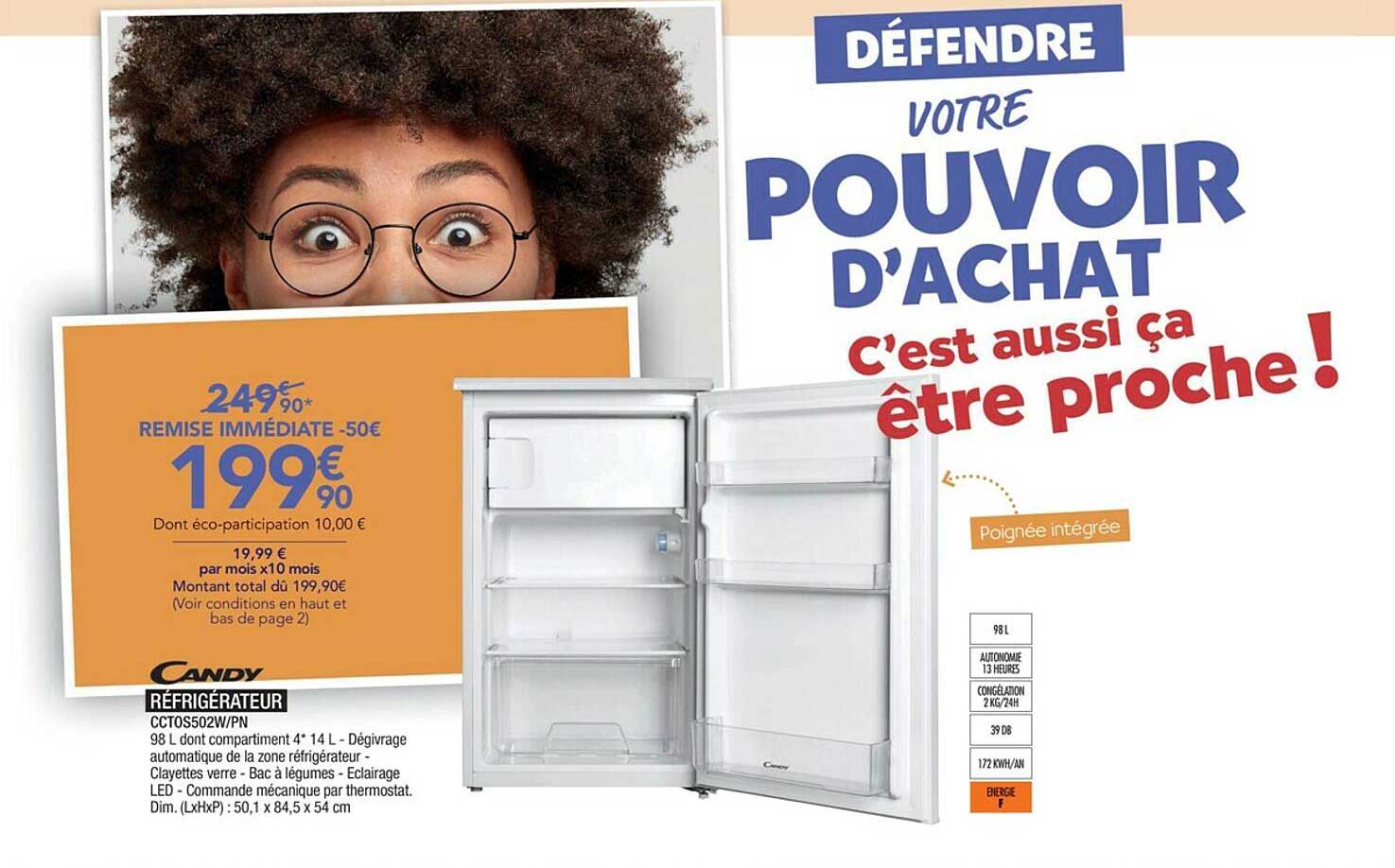 Candy Réfrigérateur Cct0s502w Pn