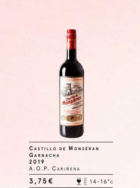 castillo de monséran garnacha 2019 a.o.p. cariñena