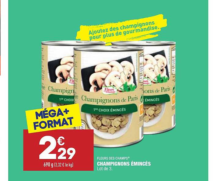 champignons émincés fleurs de champs