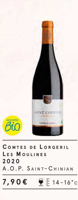 comtes de lorgeril les moulines 2020 a.o.p. saint-chinian