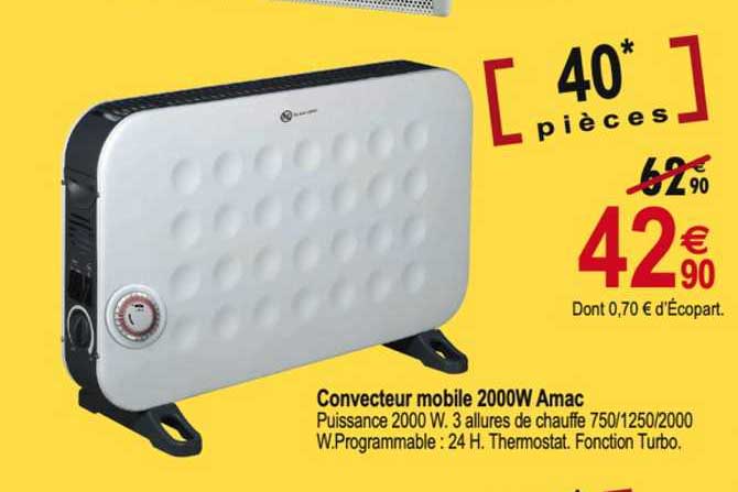 convecteur mobile 2000w amac