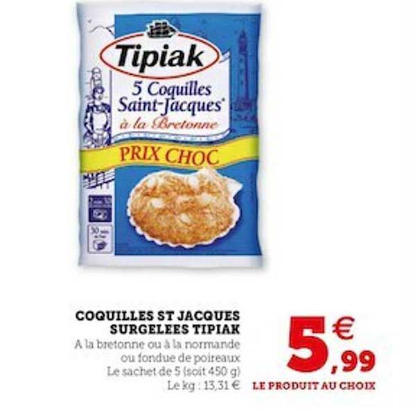 coquilles st jacques surgelées tipiak