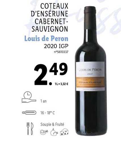Côteaux D'ensérune Cabernet-sauvignon Louis De Péron 2020 Igp