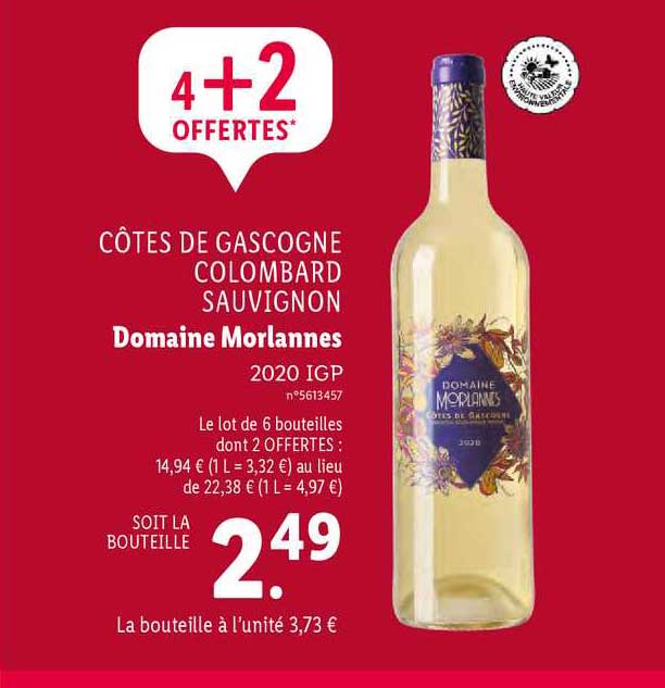 côtes de gascogne colombard sauvignon domaine morlannes 2020 igp