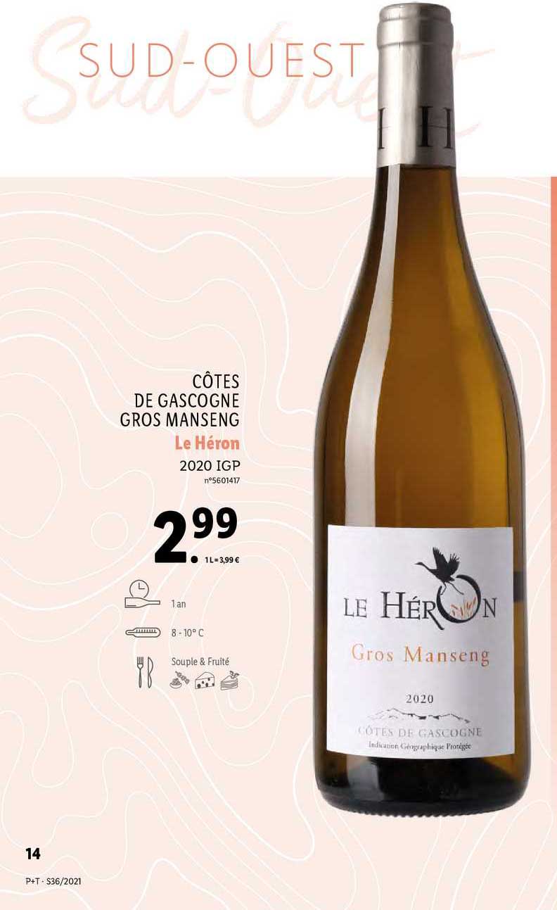 côtes de gascogne gros menseng le héron 2020 igp