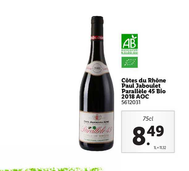 côtes du rhône paul jaboulet parallèle 45 bio 2018 aoc