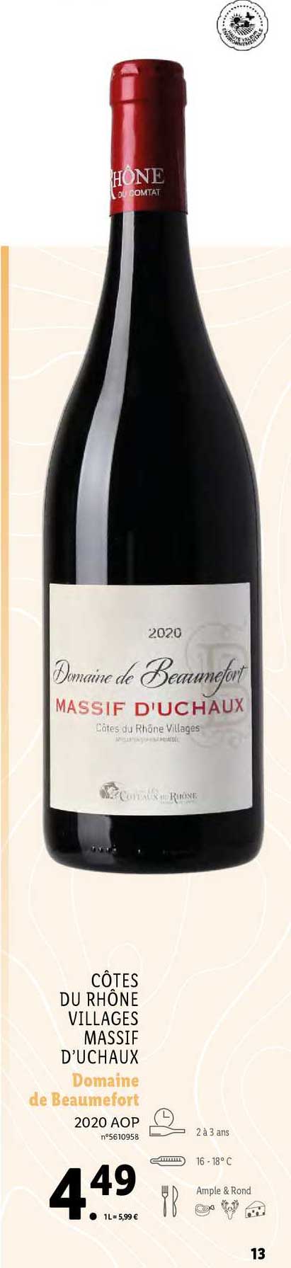 côtes du rhône villages massif d'uchaux domaine de beaumefort