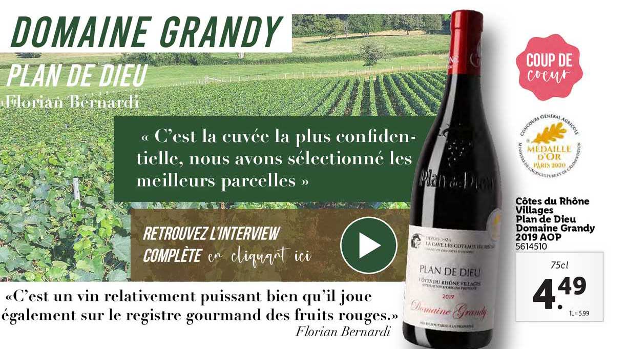côtes du rhône villages plan de dieu domaine grandy 2019 aop