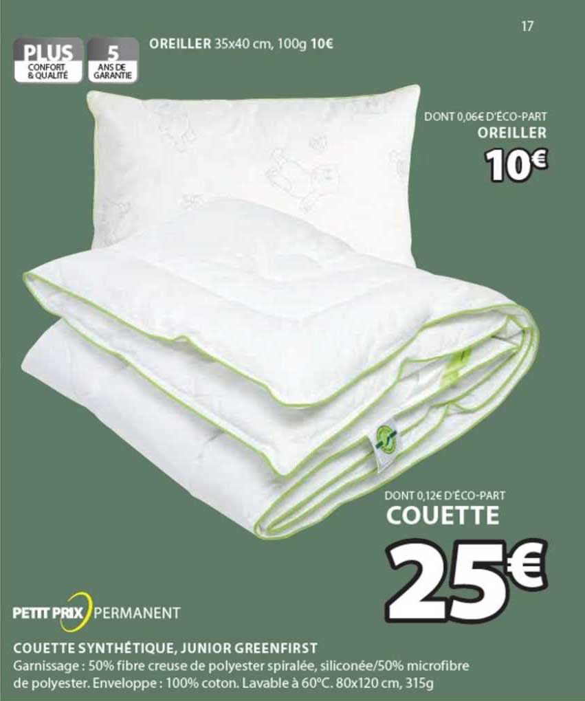 couette synthétique junior greenfirst