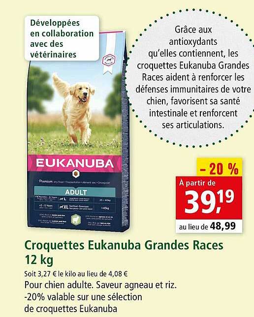 croquettes eukanuba grandes races 12 kg