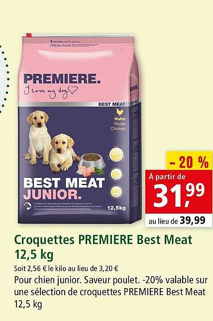 croquettes première best meat 12.5 kg