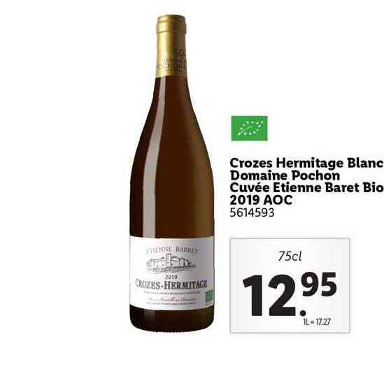 crozes hermitage blanc domaine pochon cuvée étienne baret bio 2019 aoc