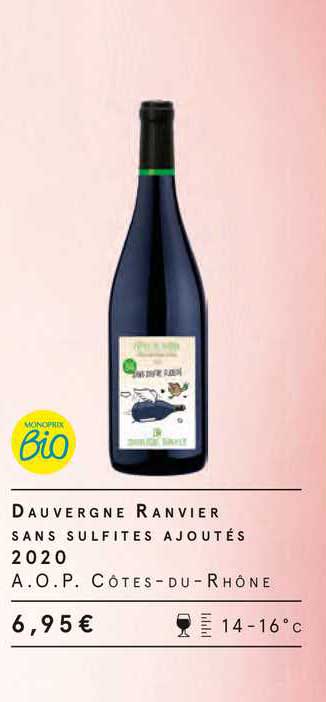 dauvergne ranvier sans sulfites ajoutés 2020 a.o.p. côtes-du-rhône