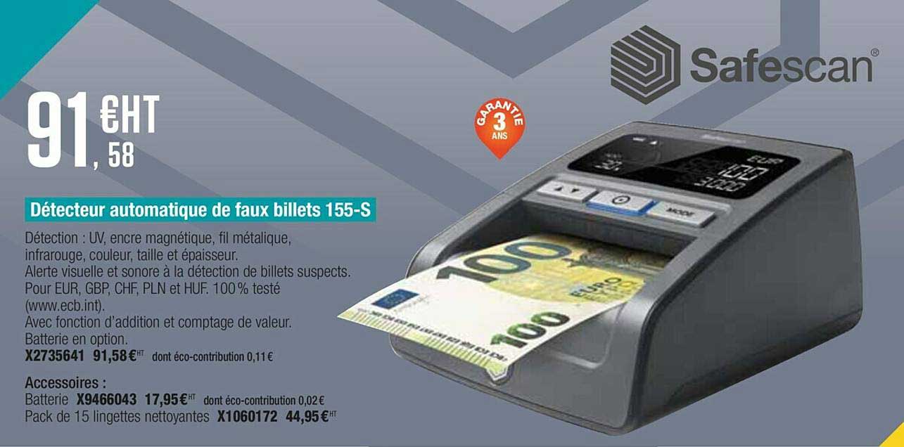 détecteur automatique de faux billets 155-s safescan