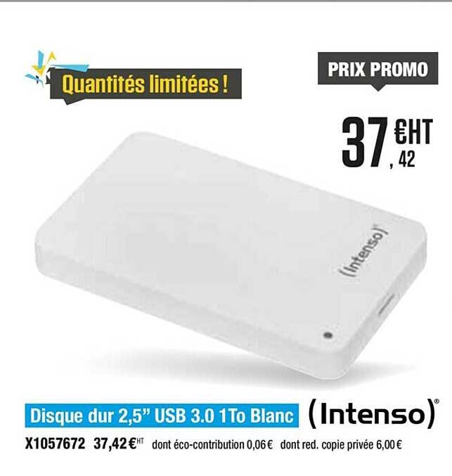 disque dur 2.5'' usb 3.0 1to blanc intenso