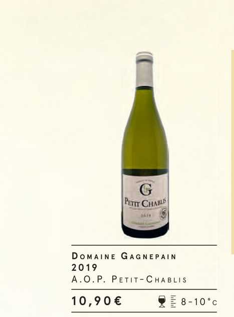 domaine gagnepain 2019 a.o.p. petit-chablis