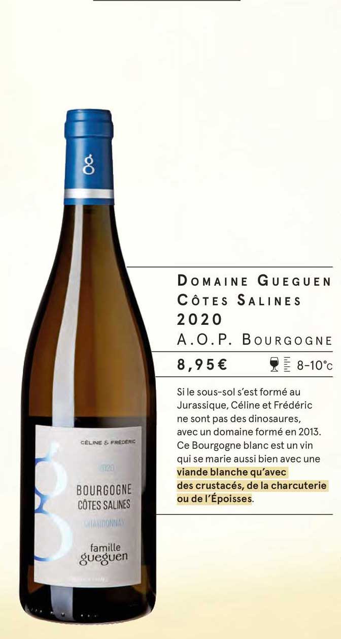 domaine gueguen côtes salines 2020 a.o.p. bourgogne