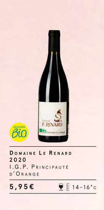 domaine le renard 2020 i.g.p. principauté d'orange