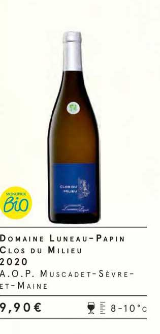 domaine luneau-papin clos du milieu 2020 a.o.p. muscadet-sèvre-et-maine