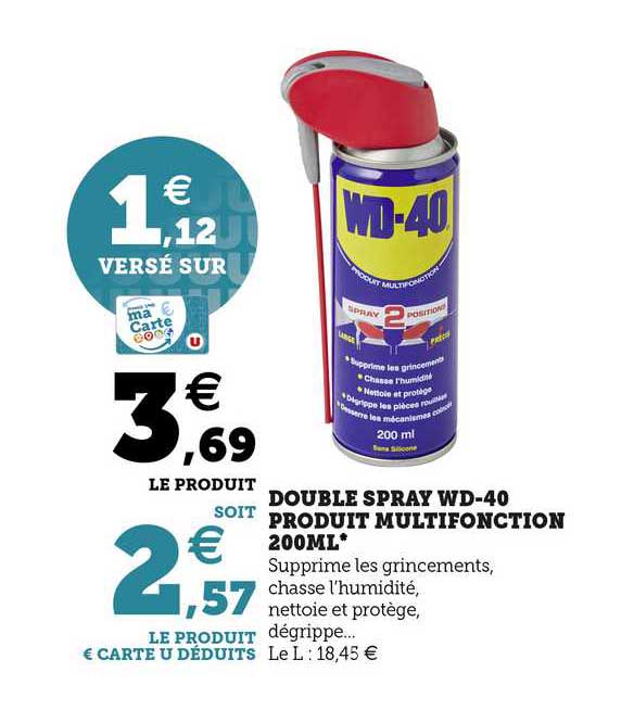 double spray wd-40 produit multifonction 200ml