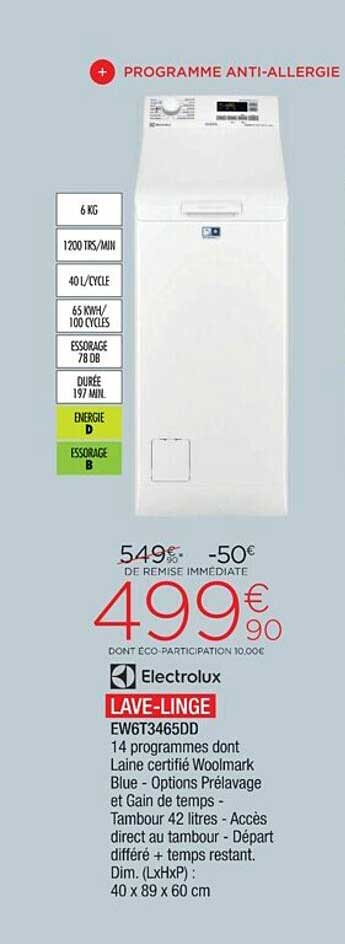 electrolux lave-linge ew6t3465dd