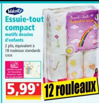 essuie-tout compact motifs dessins d'enfants valenty