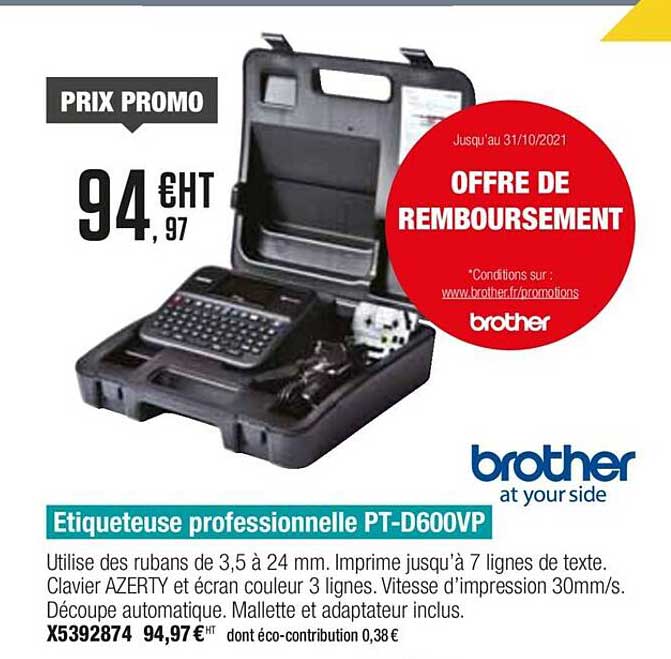 étiqueteuse Professionnelle Pt-d600vp Brother