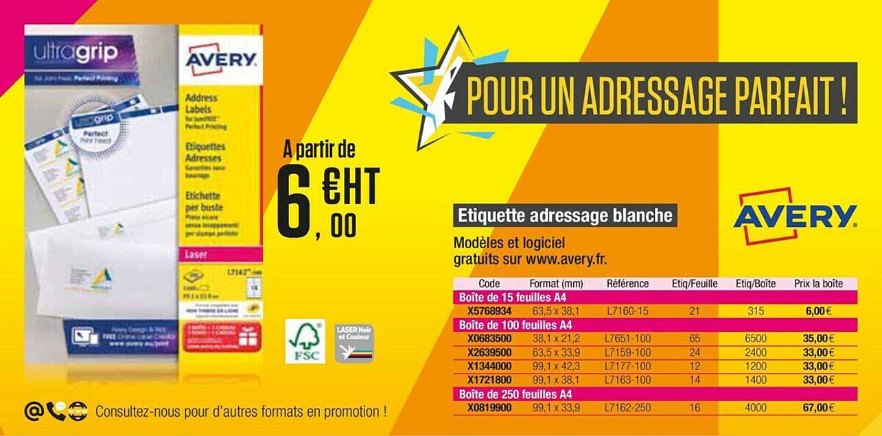 Etiquette Adressage Blanche Avery