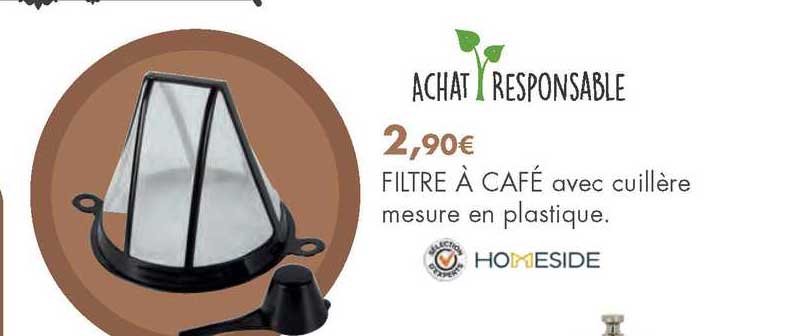 filtre à café avec cuillère mesure en plastique homeside