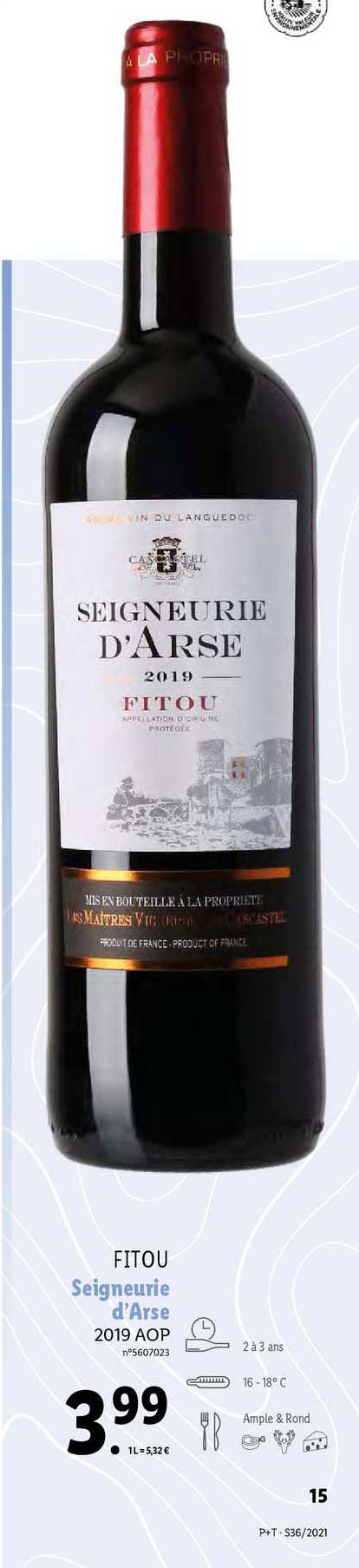 fitou seigneurie d'arse 2019 aop