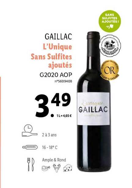gaillac l'unique sans sulfites ajoutés g2020 aop
