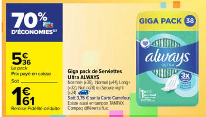 Giga Pack De Serviettes Ultra Always