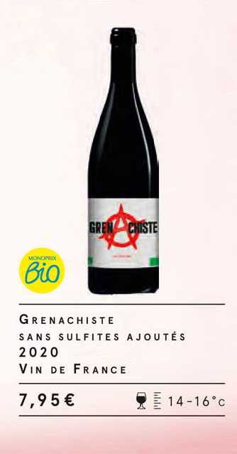 grenachiste sans sulfites ajoutés 2020 vin de france