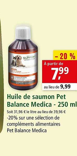 huile de saumon pet balance medica - 250 ml