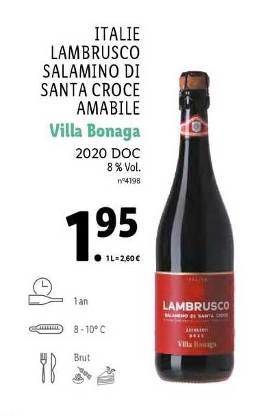 italie lambrusco salamino di santa croce amabile villa bonaga 2020 doc