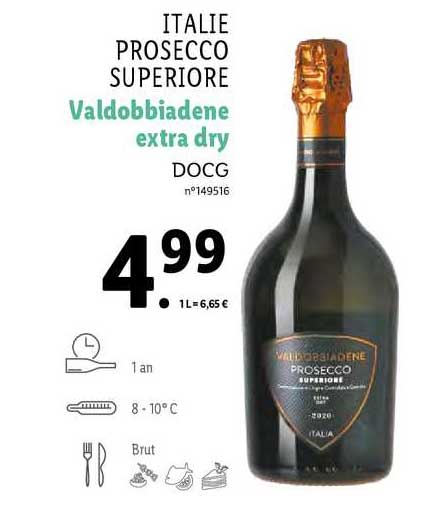 italie prosecco superiore valdobbiadene extra dry docg
