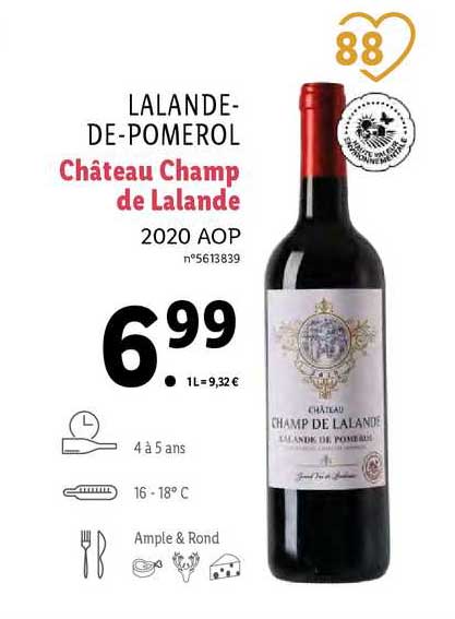 lalande-de-pomerol château champ de lalande 2020 aop