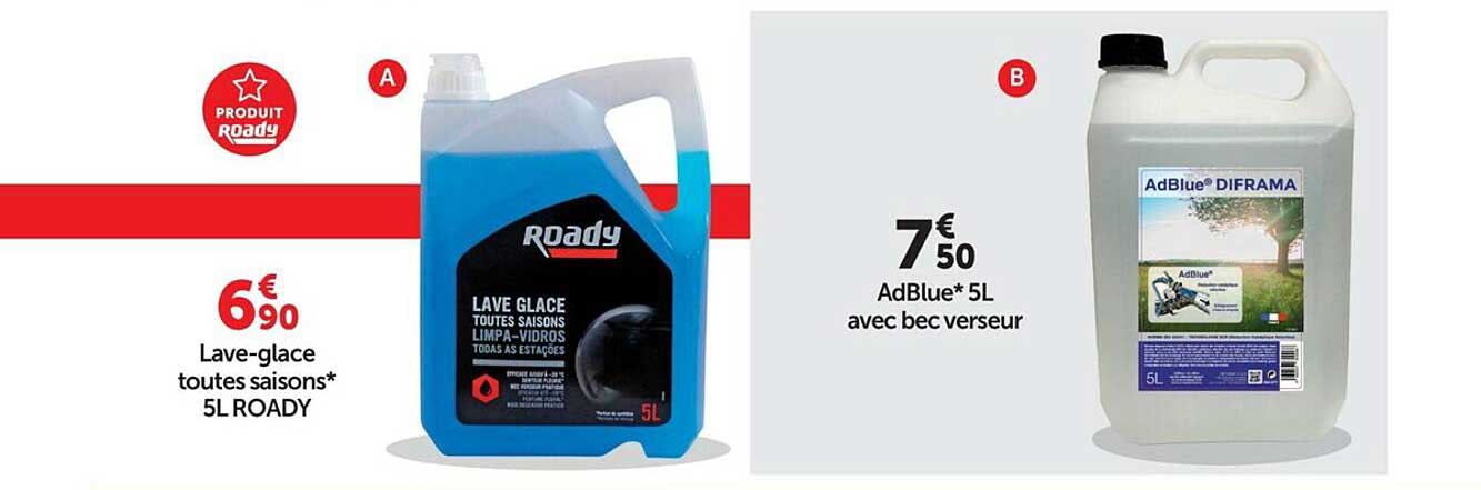 lave-glace toutes saisons 5l roady, adblue 5l avec bec verseur