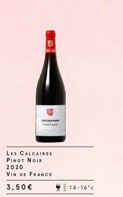 les calcaires pinot noir 2020 vin de france