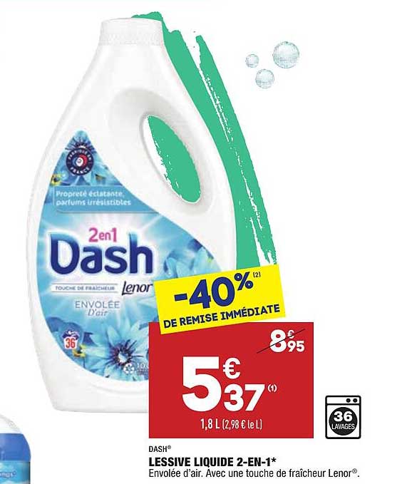 lessive liquide 2-en-1 dash