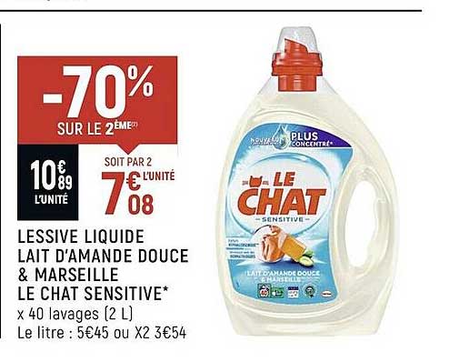 lessive liquide lait d'amande douce & marseille le chat sensitive