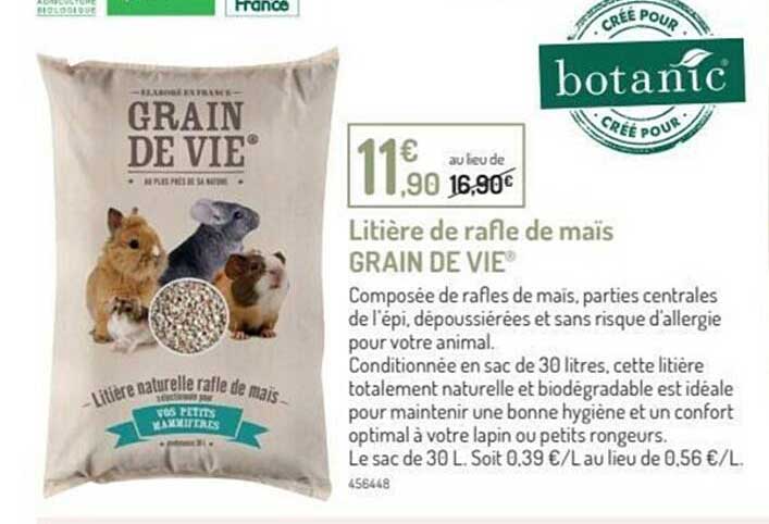 litière de rafle de maïs grain de vie